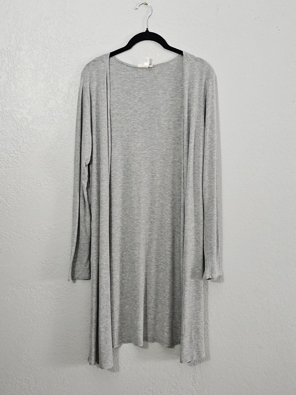 Rae Republic Lightweight Open-Front Ribbed Cardigan Womens Medium Gray - Picture 2 of 8